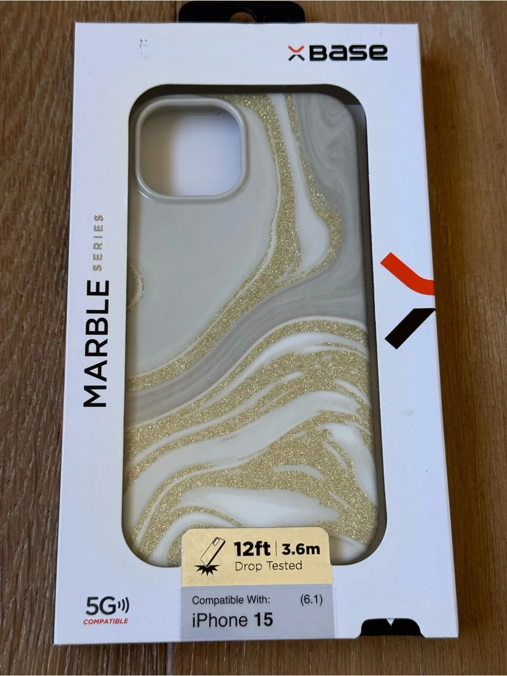 New xBase Marble Series Case for iPhone 15 6.1” Case marble Glitter Gold Silver